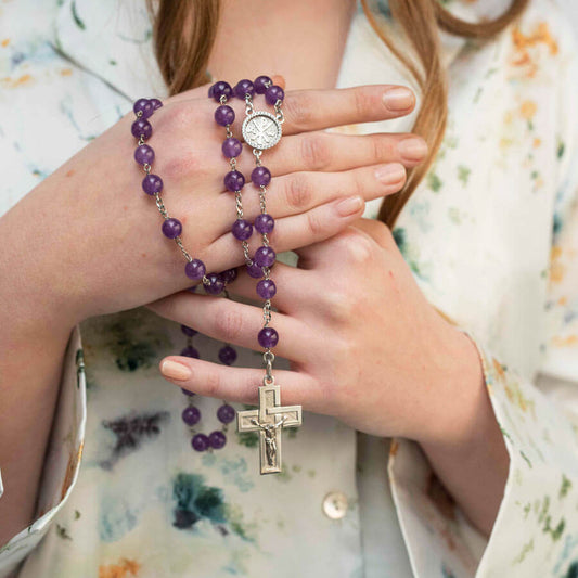 AMETHYST PERLEN - ROSENKRANZ - SILBER