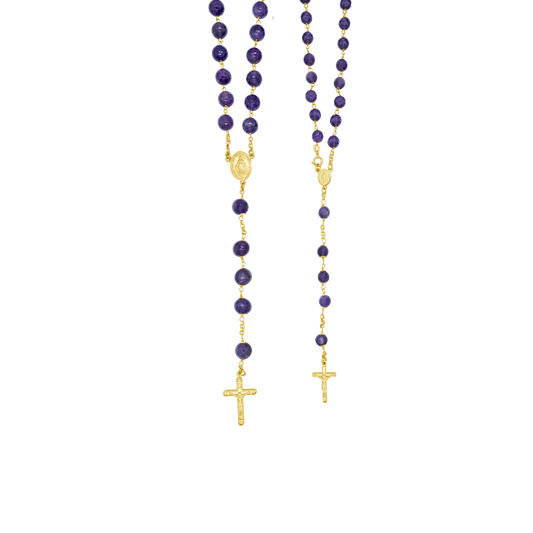 AMETHYST ROSENKRANZ PERLEN - GOLD