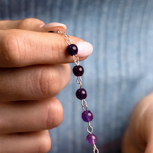 AMETHYST PERLEN ROSENKRANZ - SILBER