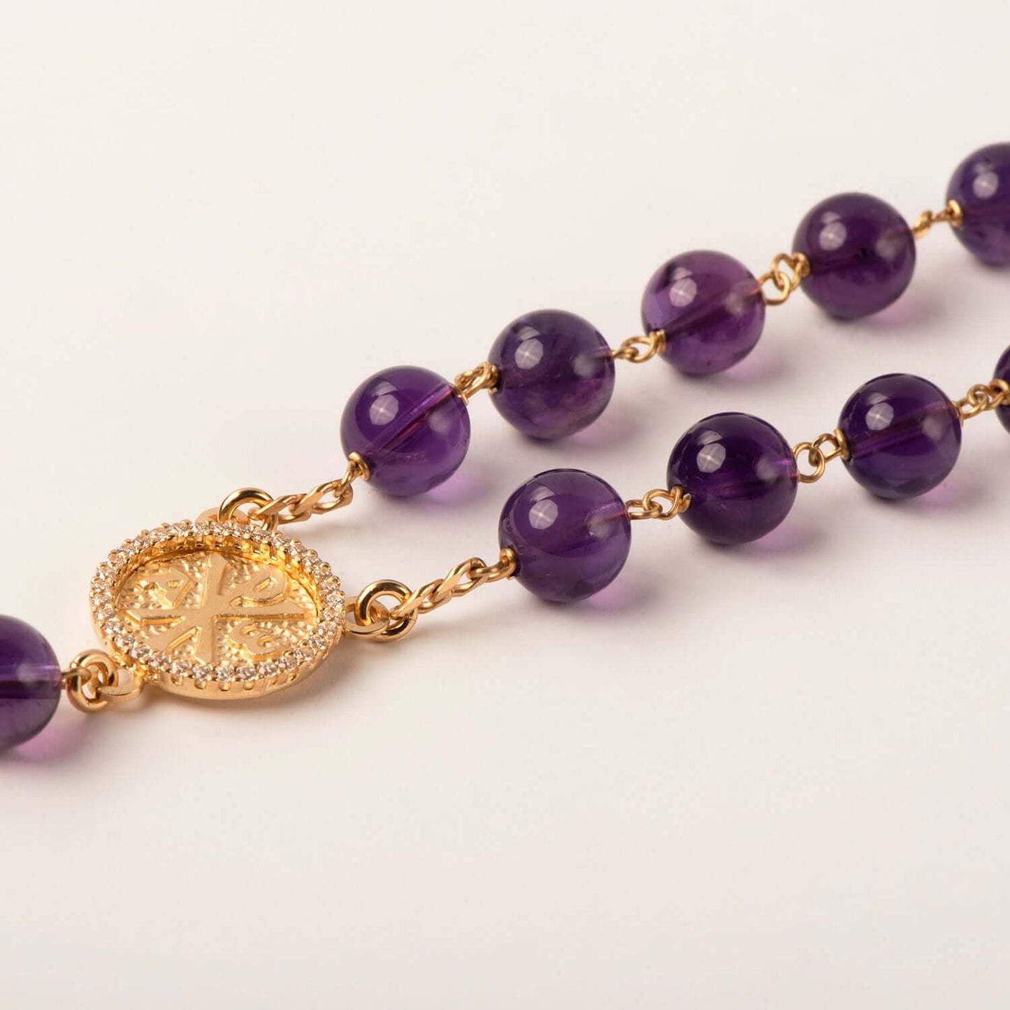 AMETHYST PERLEN - ROSENKRANZ - VERMEIL-SILBER