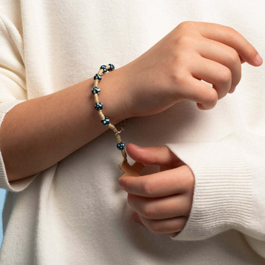 CHILDREN'S ROSENKRANZ-ARMBAND - HOLZ - BLAU