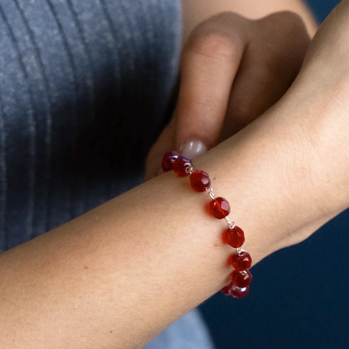 KRISTALL ROSENKRANZ-ARMBAND - METALL