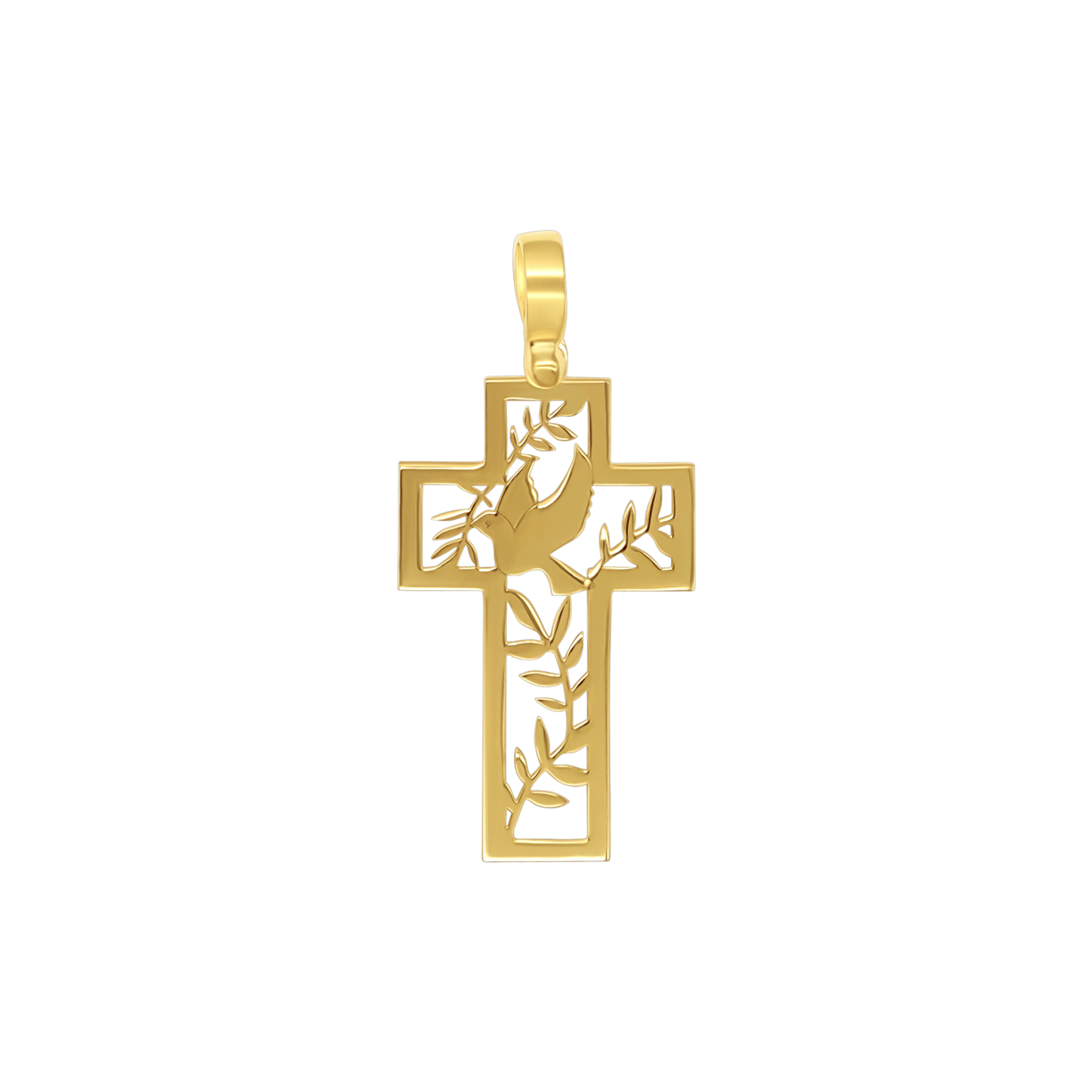 TAUBE VON FRIEDEN - KREUZ ANHÄNGER - VERGOLDETES SILBER