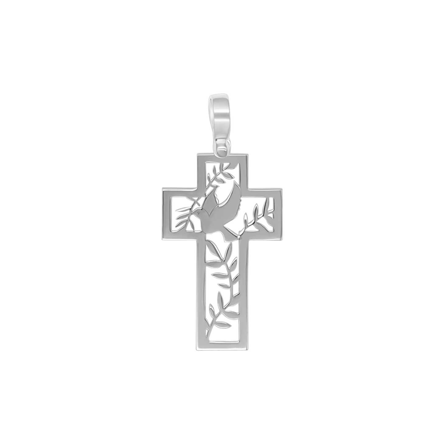 TAUBE VON FRIEDEN - KREUZ ANHÄNGER - SILBER