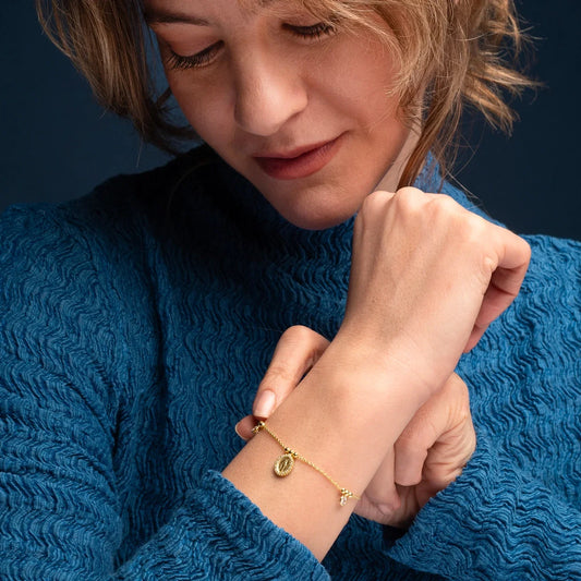 WUNDERTÄTIG MEDAILLE - CHRISTLICH ARMBAND - VERGOLDETES SILBER