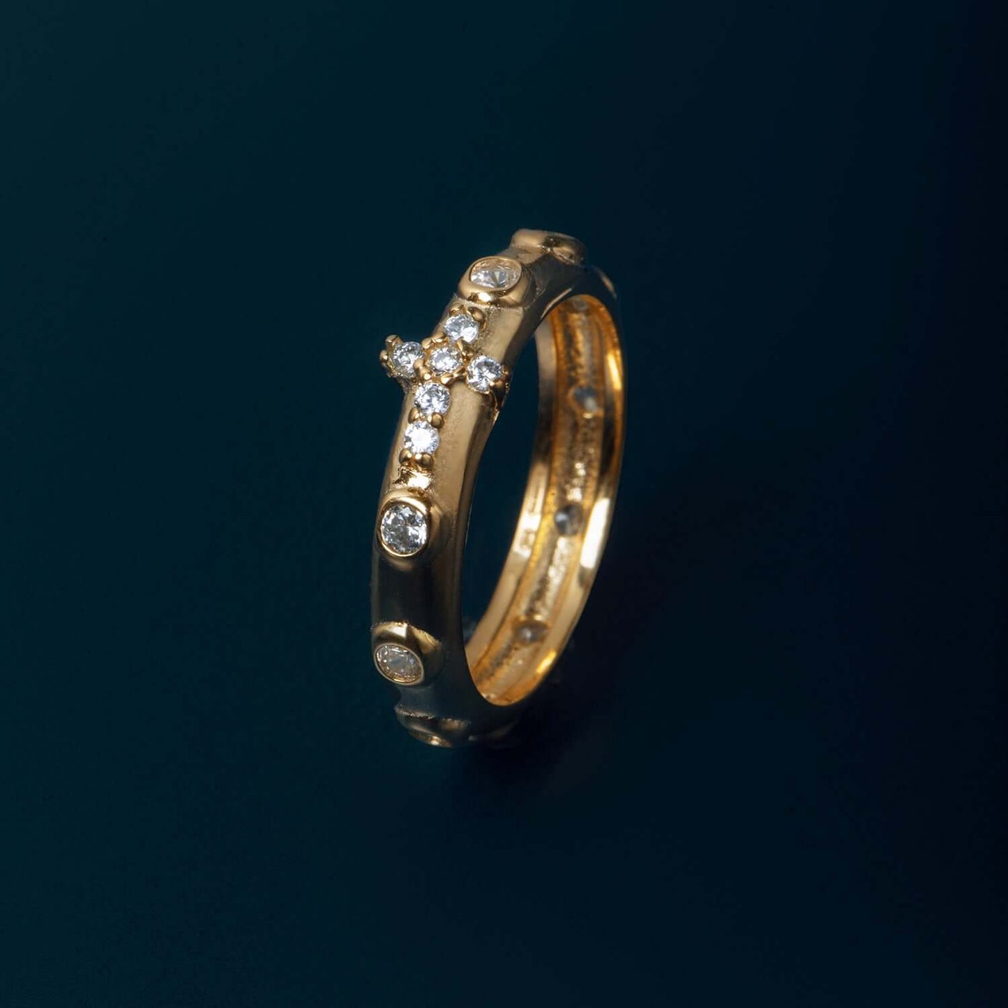 ROSENKRANZ RING - ZIRKONIA - VERMEIL-SILBER