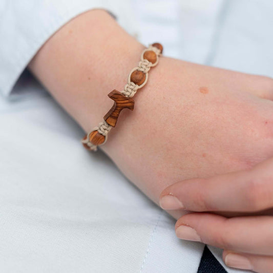 TAU KREUZ ARMBAND - OLIVENHOLZ