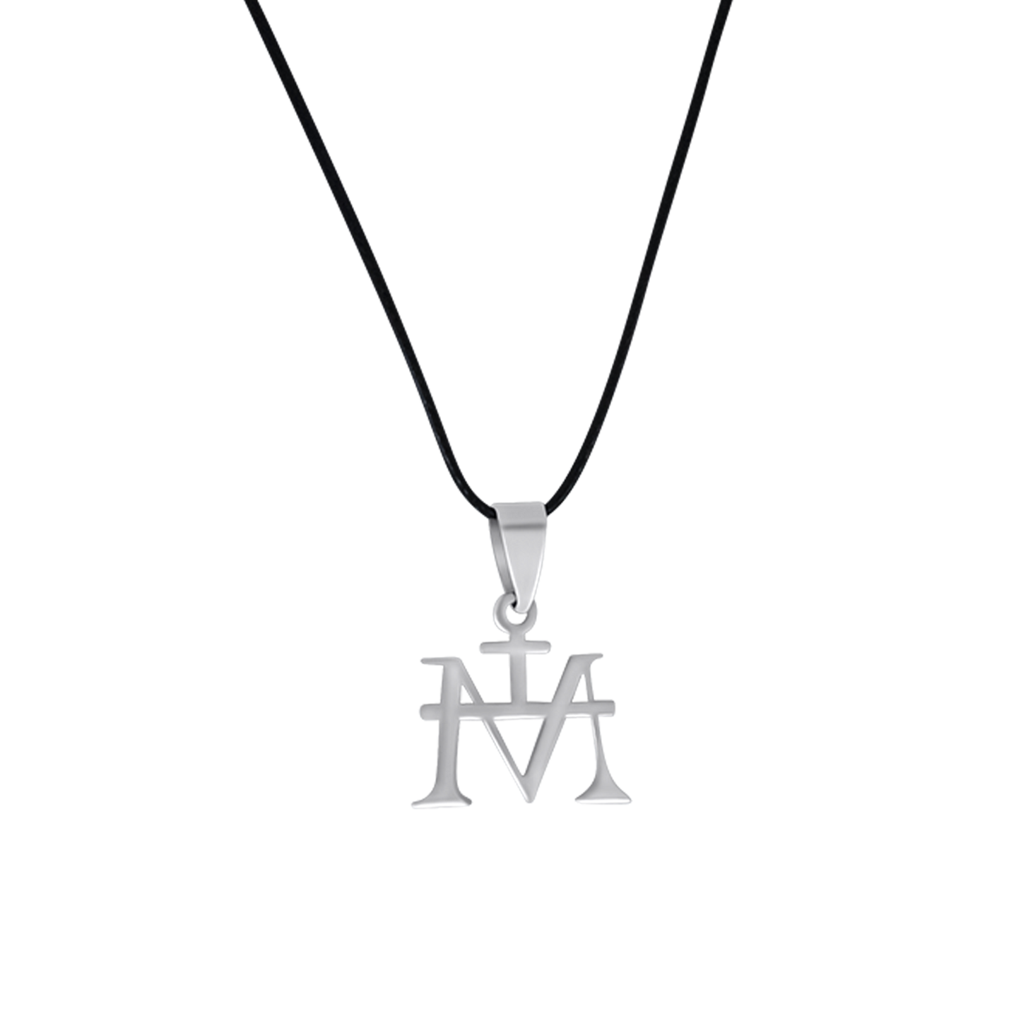 JUNGFRAU MARIA MONOGRAM - RUBBER CORD UND STEEL - HALSKETTE