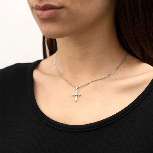 ZIRKONIA KREUZ ANHÄNGER - SILBER
