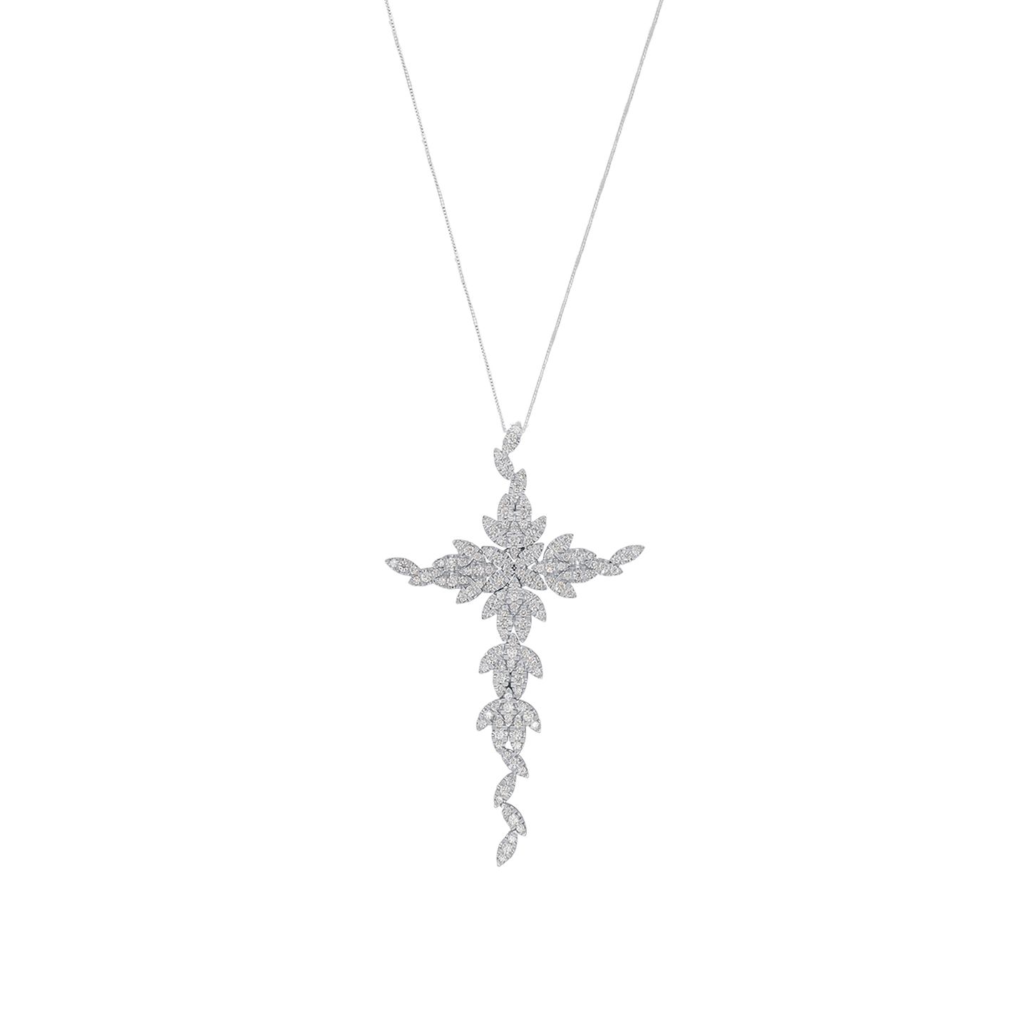 KREUZ DIAMANT HALSKETTE - WEISSGOLD
