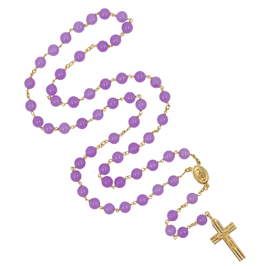 AMETHYST PERLEN ROSENKRANZ - VERMEIL-SILBER