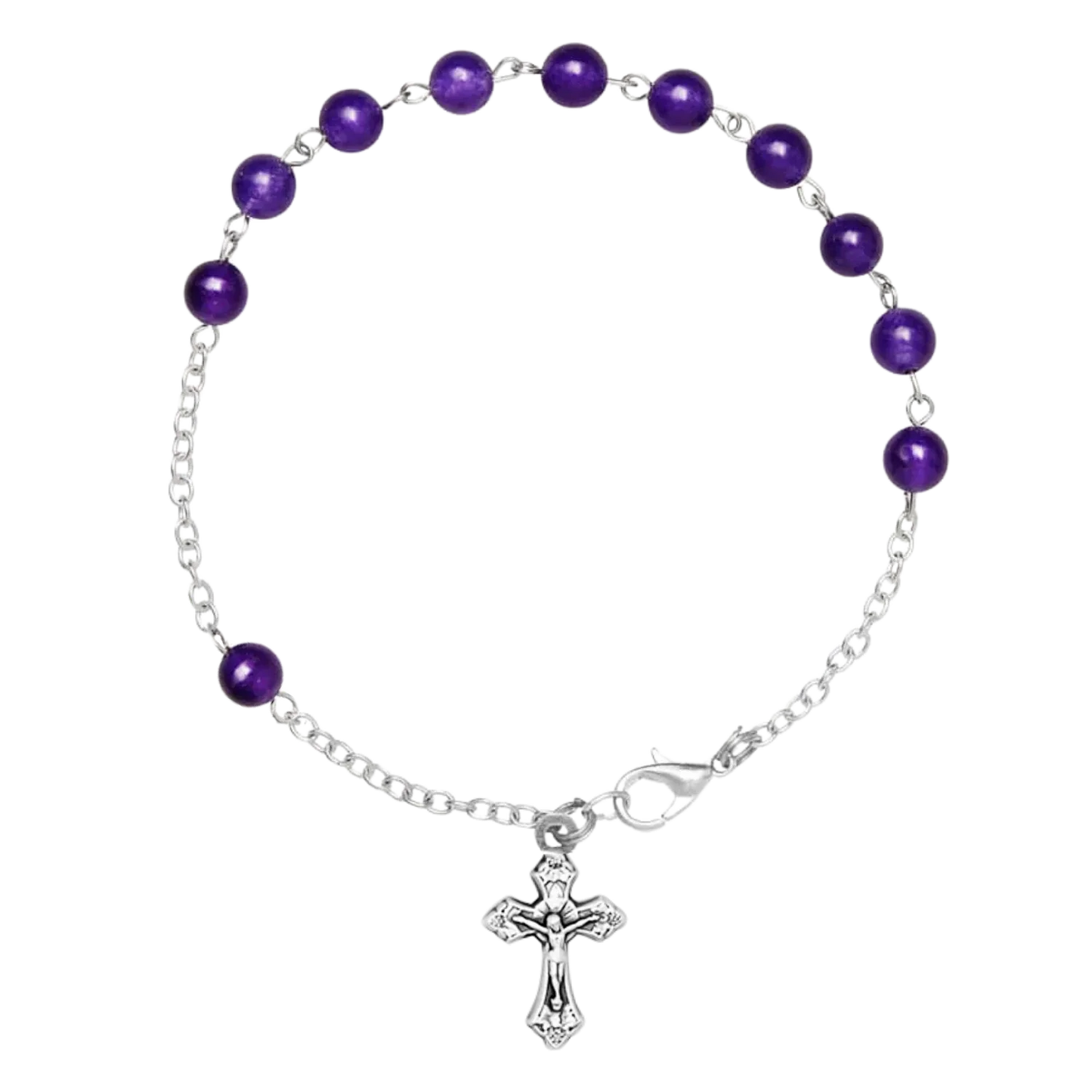 AMETHYST PERLEN ROSENKRANZ-ARMBAND - METALL