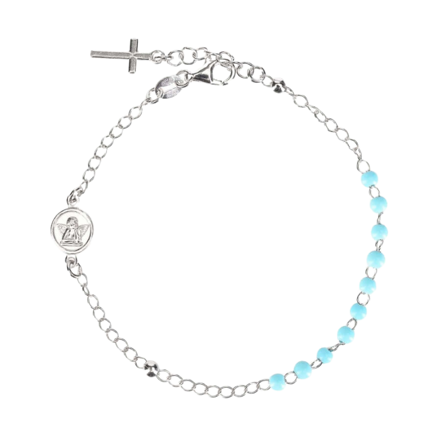 BABY ROSENKRANZ-ARMBAND - SILBER - BLAU