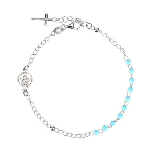 BABY ROSENKRANZ-ARMBAND - SILBER - BLAU