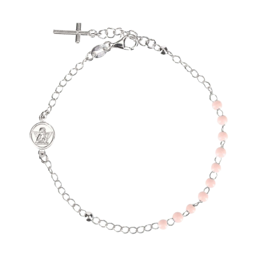 BABY ROSENKRANZ-ARMBAND - SILBER - ROSA