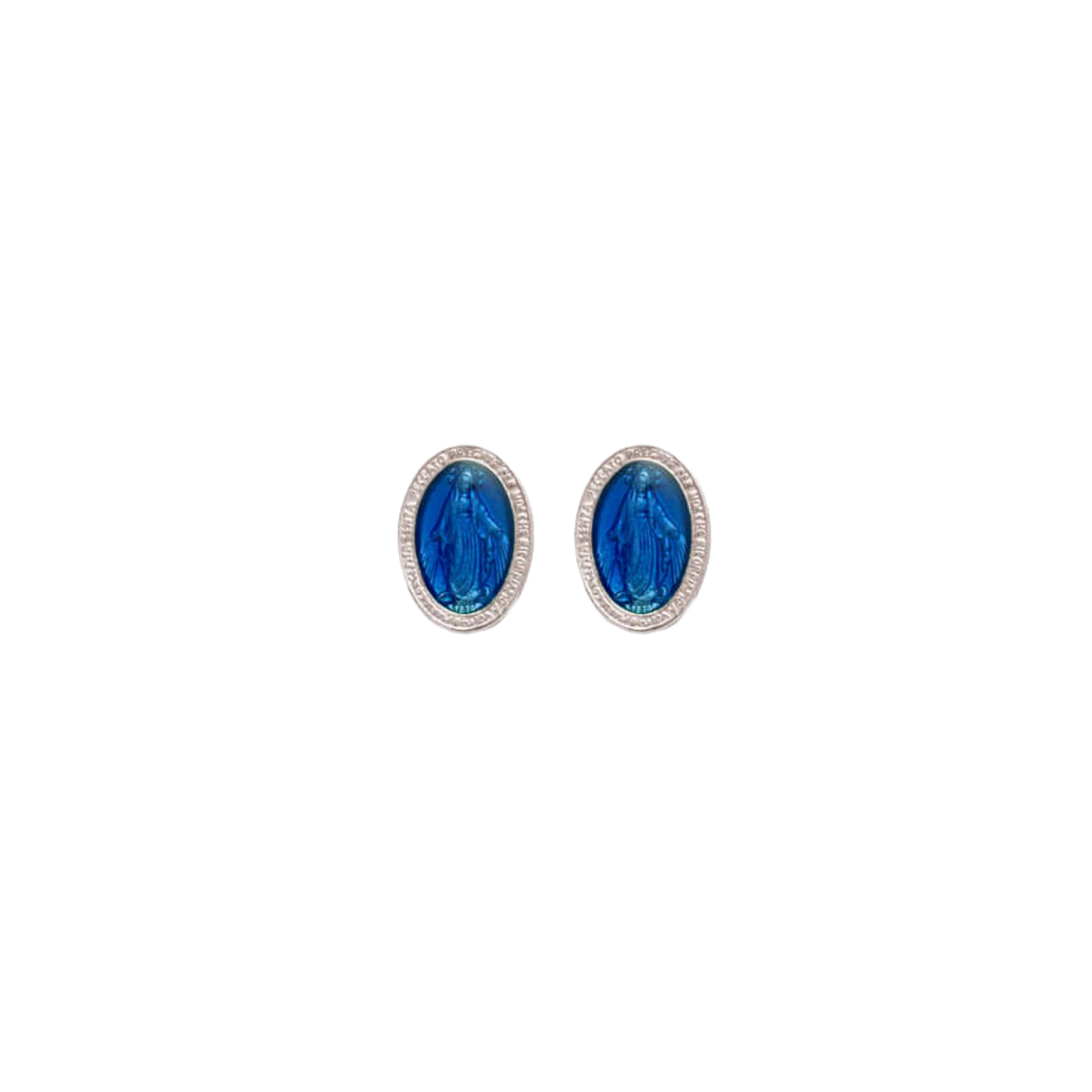 BLAU WUNDERTÄTIG MEDAILLE - STUD OHRRINGE - SILBER