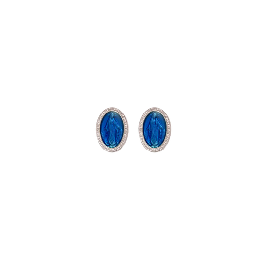 BLAU WUNDERTÄTIG MEDAILLE - STUD OHRRINGE - SILBER