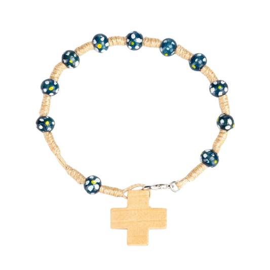 CHILDREN'S ROSENKRANZ-ARMBAND - HOLZ - BLAU
