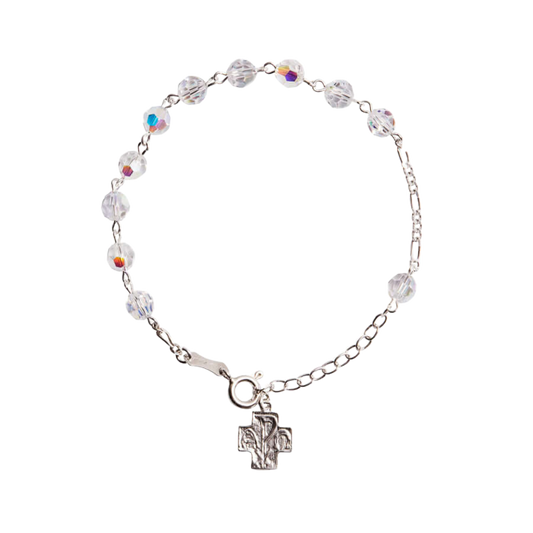 KRISTALL ROSENKRANZ-ARMBAND - SILBER
