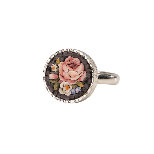 MIKROMOSAIK RING - FLEMISH FLOWERS - SILBER