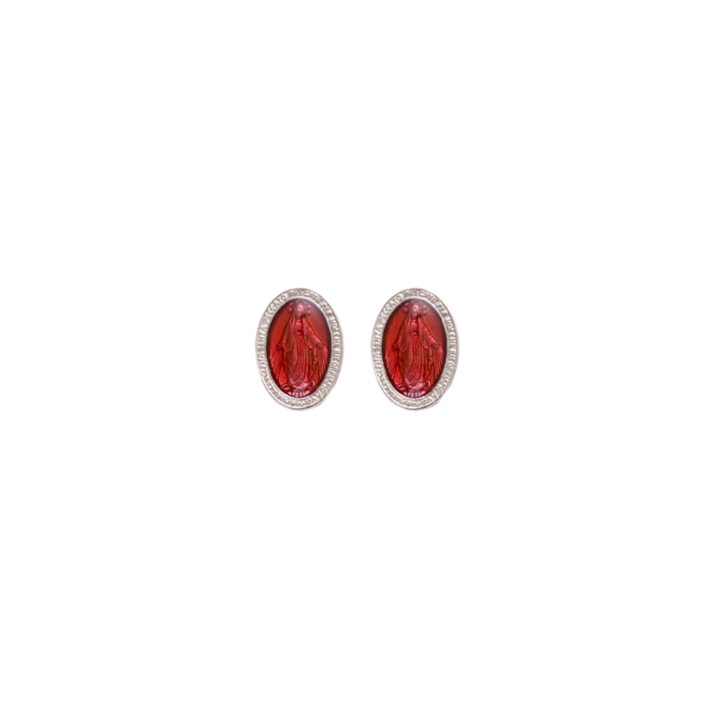ROT WUNDERTÄTIG MEDAILLE - STUD OHRRINGE - SILBER