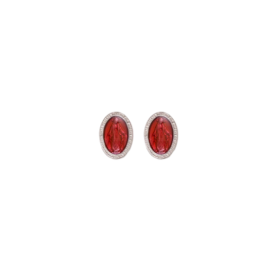 ROT WUNDERTÄTIG MEDAILLE - STUD OHRRINGE - SILBER