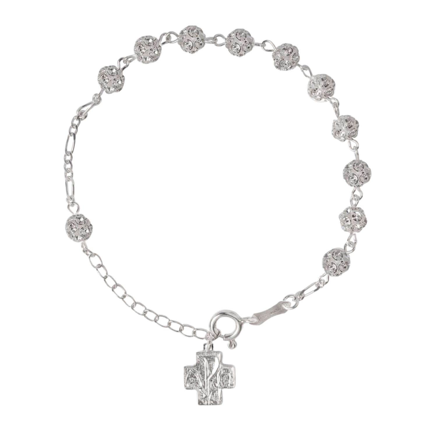 ROSENKRANZ-ARMBAND - SILBER UND STRASSBALL