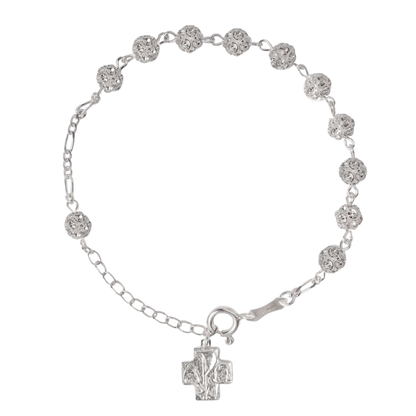 ROSENKRANZ-ARMBAND - SILBER UND STRASSBALL