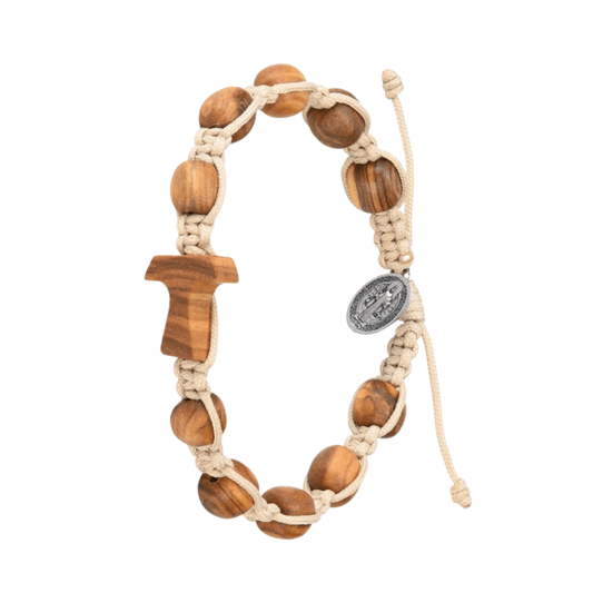 TAU KREUZ ARMBAND - OLIVENHOLZ