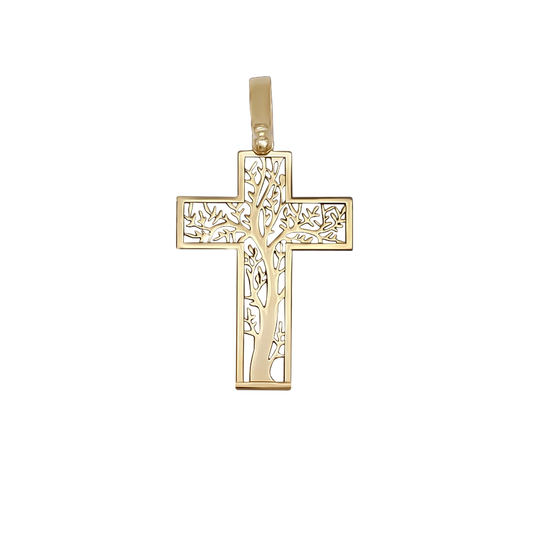 TREE VON LEBEN KREUZ ANHÄNGER - VERMEIL-SILBER