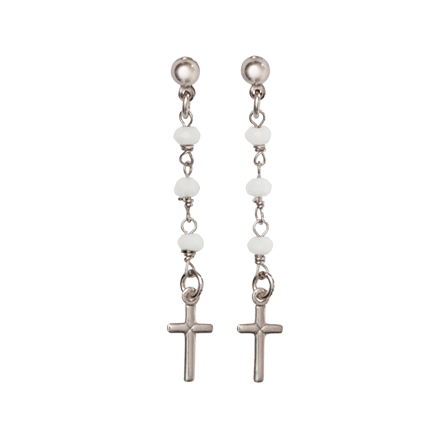 KREUZ - KRISTALL OHRRINGE - SILBER
