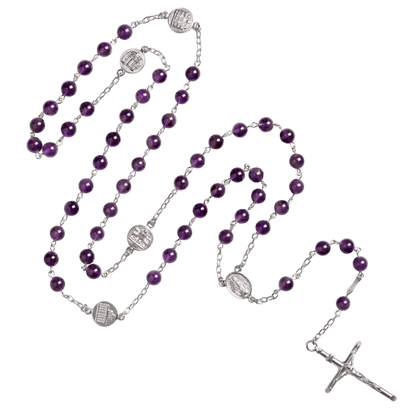 AMETHYST PERLEN ROSENKRANZ - SILBER