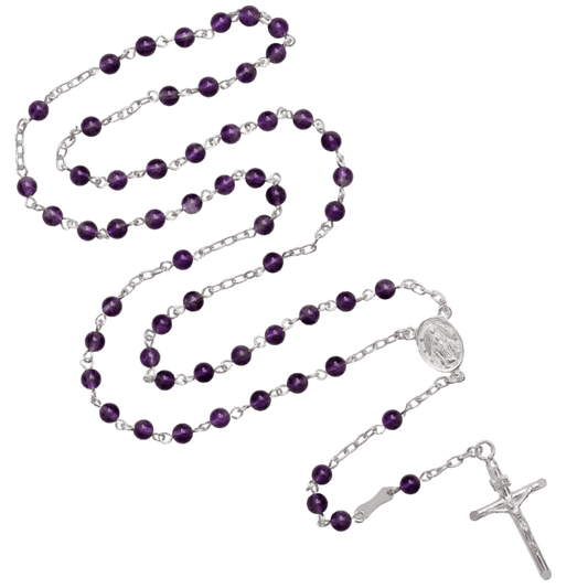 AMETHYST PERLEN ROSENKRANZ - SILBER