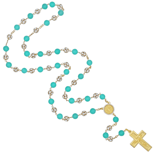 AVENTURINE UND STRASSBALL ROSENKRANZ - VERMEIL-SILBER