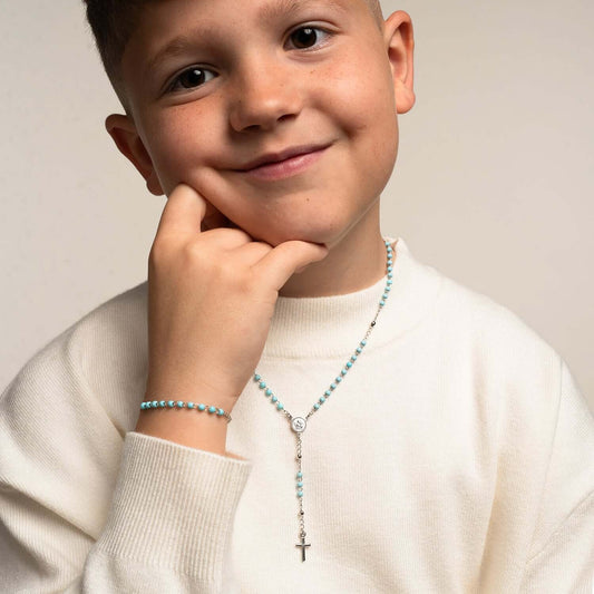 BABY ROSENKRANZ-ARMBAND - SILBER - BLAU