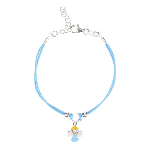 BABY ARMBAND - BLAU CORD - SILBER