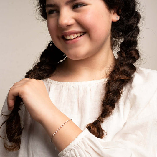 BABY ROSENKRANZ-ARMBAND - SILBER - ROSA