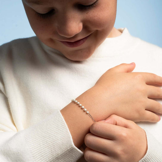 BABY ROSENKRANZ-ARMBAND - SILBER - WEISS
