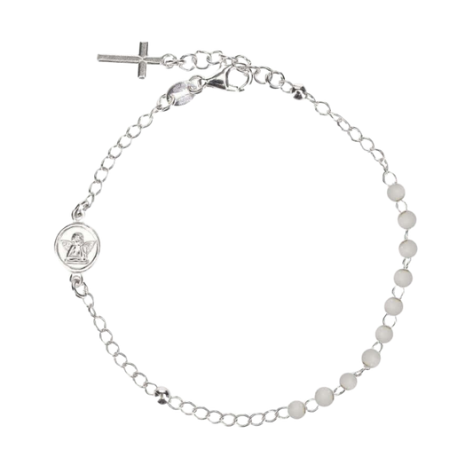 BABY ROSENKRANZ-ARMBAND - SILBER - WEISS