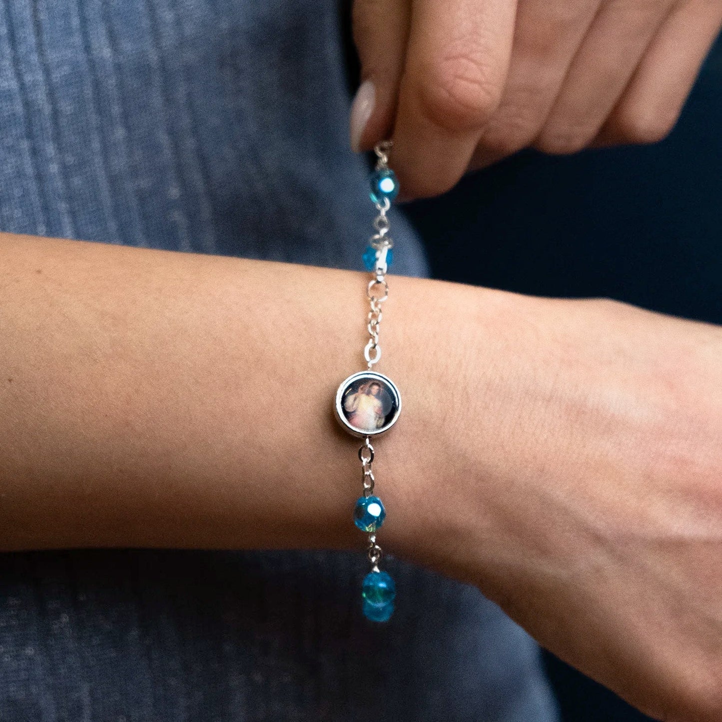 KRISTALL ROSENKRANZ-ARMBAND - METALL