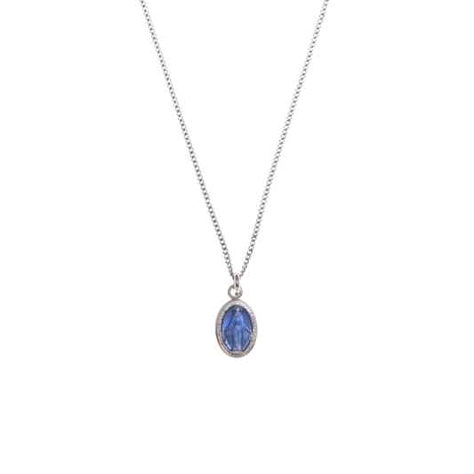 BLAU HL. MARIA CHARM HALSKETTE - SILBER