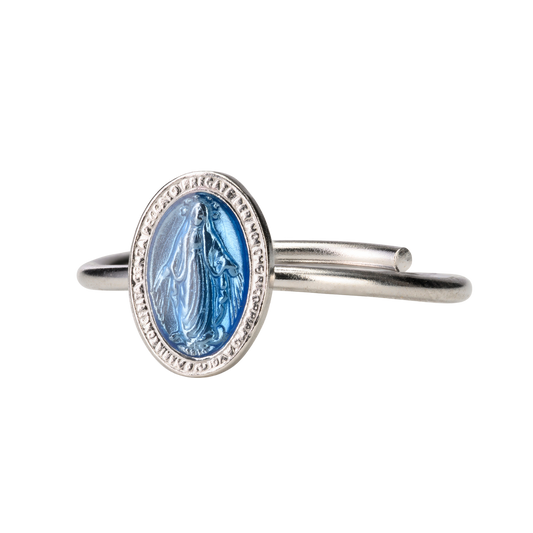 BLAU WUNDERTÄTIG MEDAILLE RING - SILBER