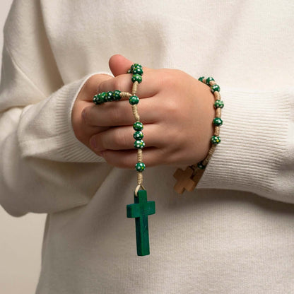 CHILDREN'S ROSENKRANZ-ARMBAND - HOLZ - GRÜN