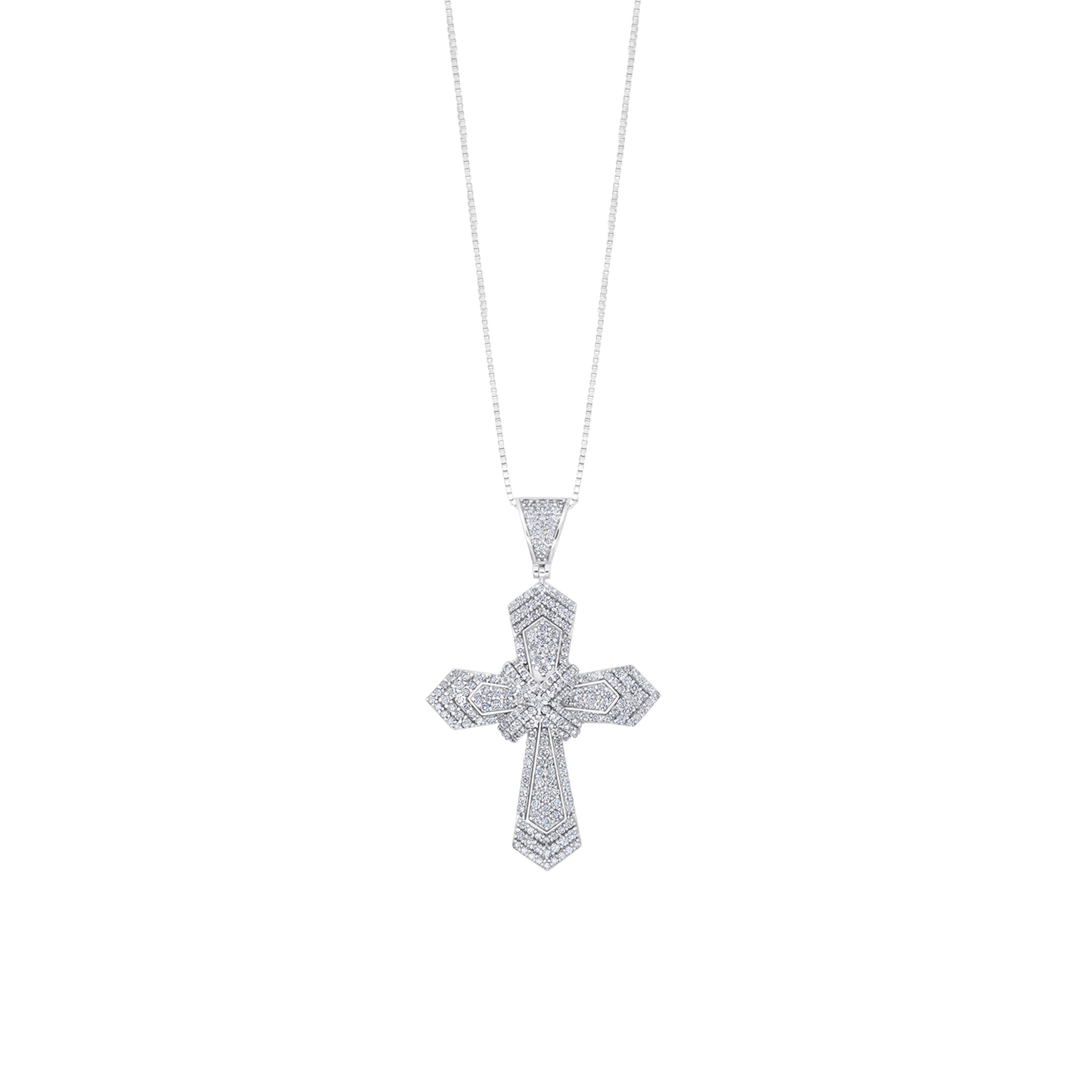 KREUZ DIAMANT HALSKETTE - WEISSGOLD