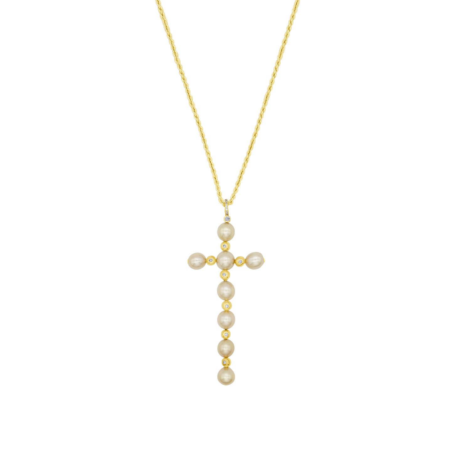 KREUZ HALSKETTE - PERLEN UND GOLD