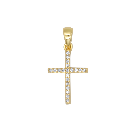 KREUZ ANHÄNGER - ZIRKONIA UND VERGOLDETES SILBER