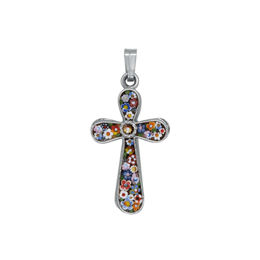 KREUZ ANHÄNGER - MIKROMOSAIK SCHMUCK - METALL