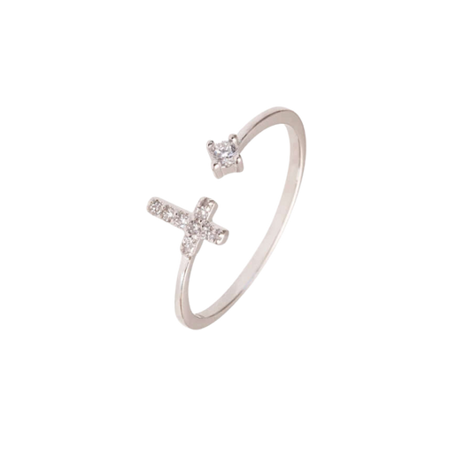 PAVÉ KREUZ RING - ZIRKONIA DOT - SILBER
