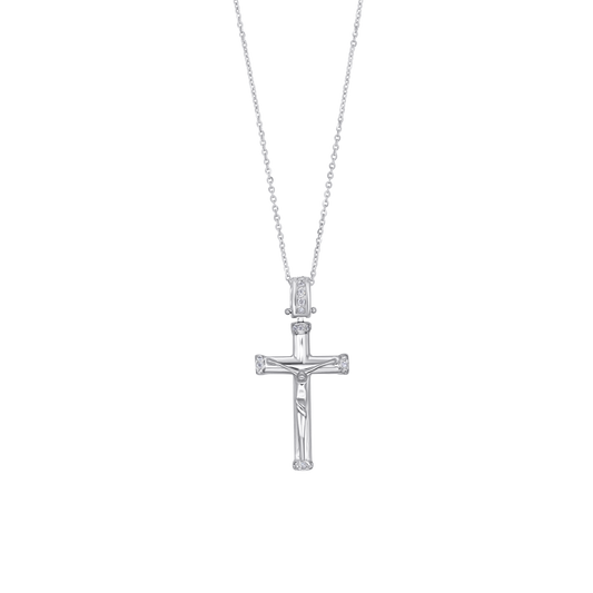 DIAMANT KRUZIFIX - HALSKETTE - WEISSGOLD