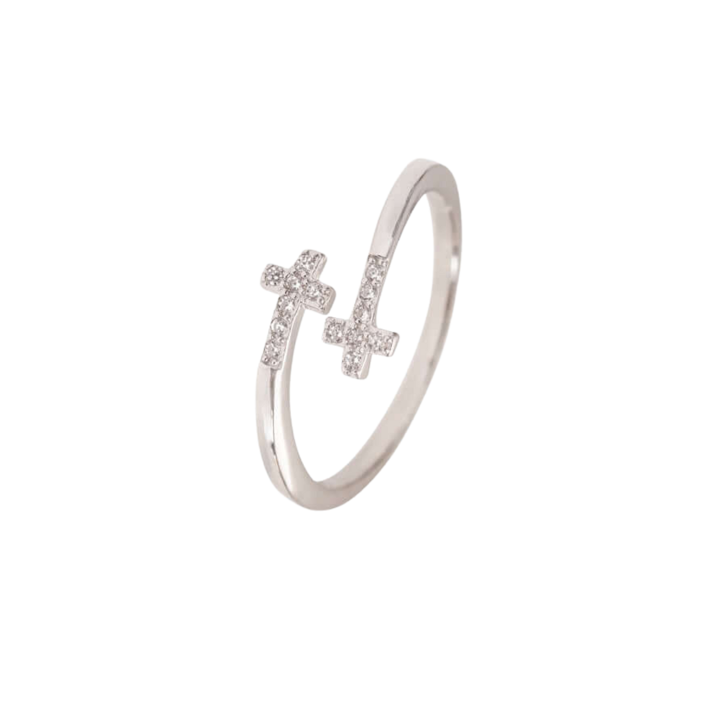 PAVÉ KREUZE RING - SILBER